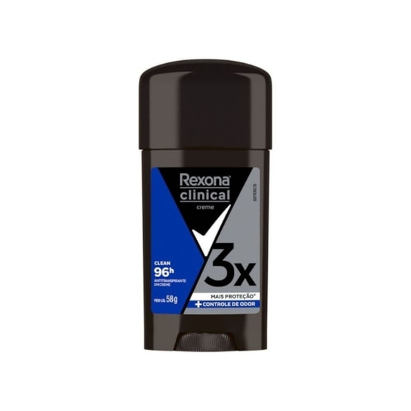 Desodorante Rexona Men Clinical Clean Antitranspirante Masculino 96h Creme 58g