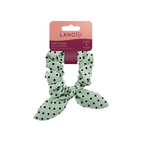 Elástico Cabelo Lanossi Scrunchie Mint Green Poa
