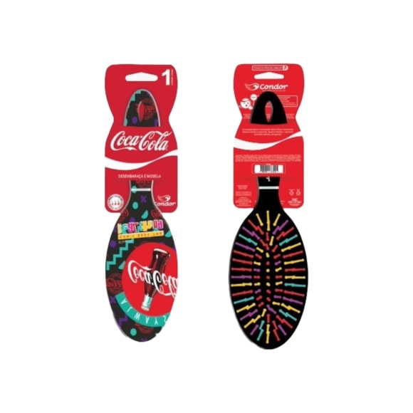 Escova Cabelo Condor Oval Coca-Cola (Cores Variadas)