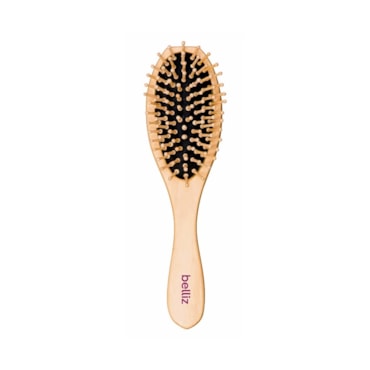 Escova De Cabelo Belliz Wood Oval Cerdas De Madeira
