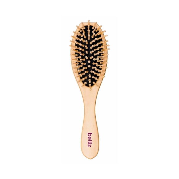 Escova De Cabelo Belliz Wood Oval Cerdas De Madeira