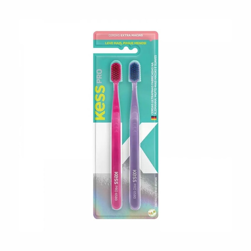 Escova Dental Kess Pro Extra Macia com 2Un
