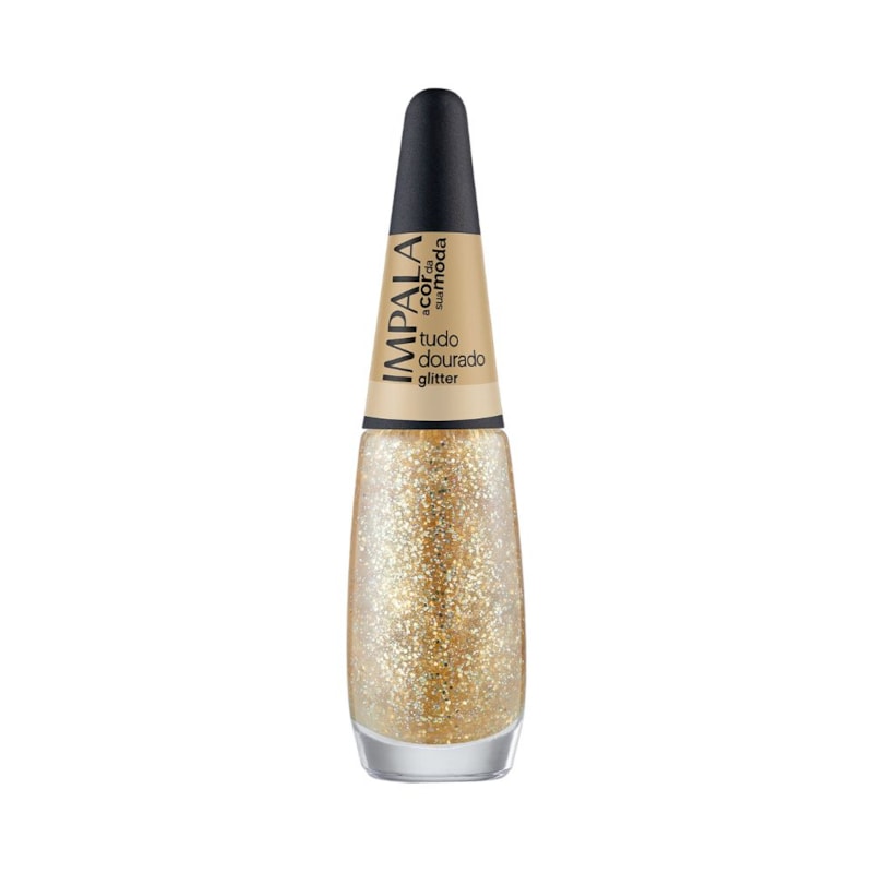 Esmalte Impala a Cor da Moda Glitter Tudo Dourado