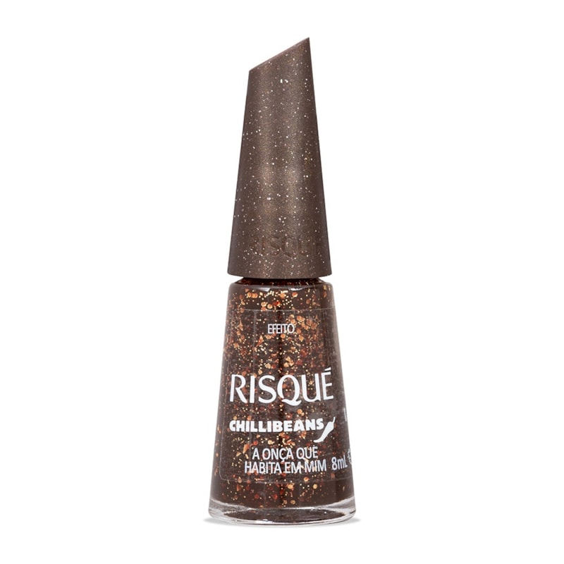 Esmalte Marrom Risqué & Chilli Beans a Onça que Habita em Mim Efeito