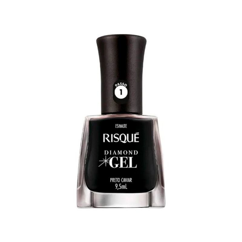 Esmalte Risqué Diamond Gel Preto Caviar Cremoso 9,5ml