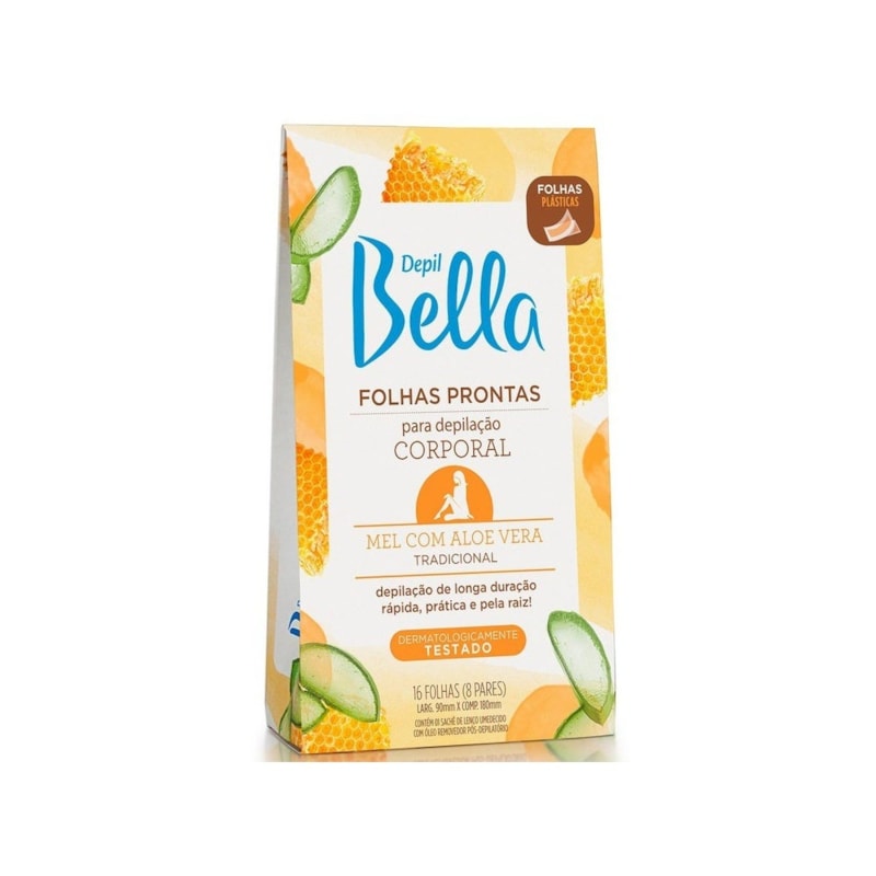Folhas Prontas para Depilação Corporal Depil Bella Mel Aloe 16Fls