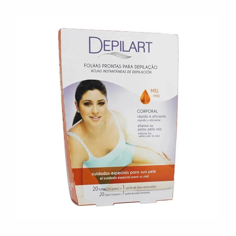Folhas Prontas para Depilação Corporal Depilart Mel 10Fls