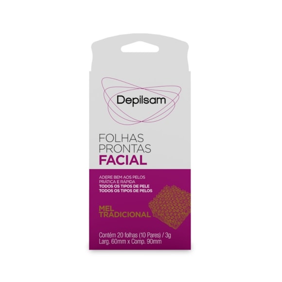 Folhas Prontas Para Depilação Facial Depilsam Mel 20Fls