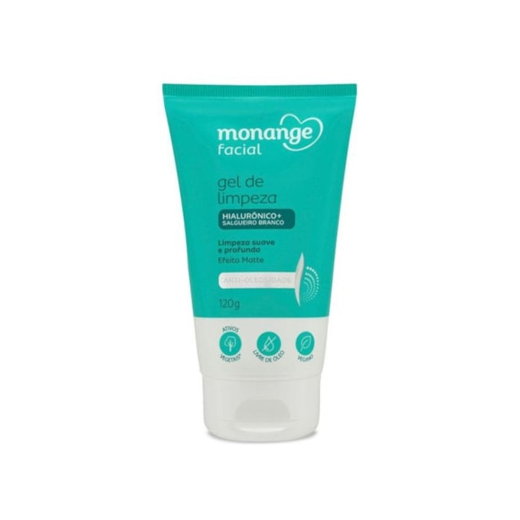 Gel de Limpeza Monange Facial Anti-oleosidade com Ácido Hialurônico e Salgueiro Branco 120g