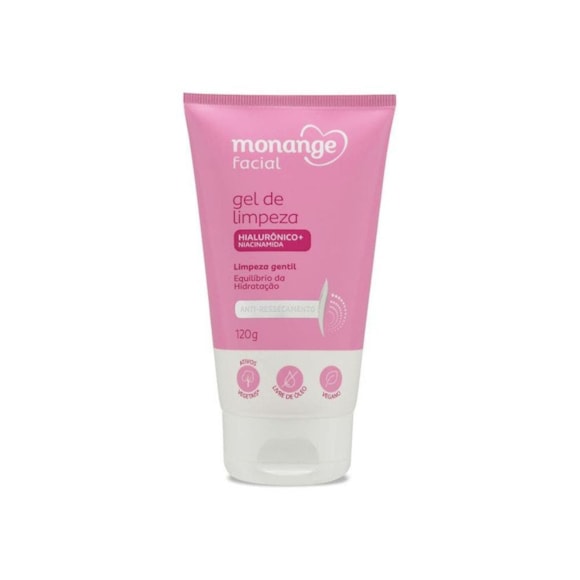 Gel de Limpeza Monange Facial Anti-Ressecamento com Ácido Hialurônico e Niacinamida 120g