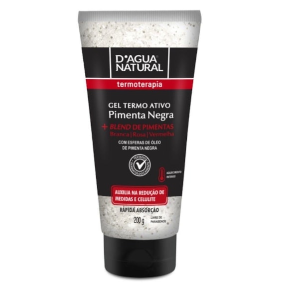 Gel Termo Ativo D'agua Natural Pimenta Negra 200g