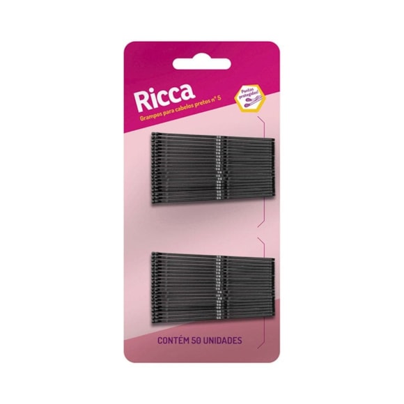 Grampo de Cabelo Ricca N.5 Preto c/50