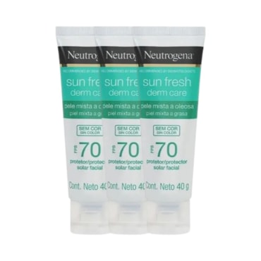 it Protetor Solar Facial Pele Oleosa Neutrogena Sun Fresh Derm Care sem Cor FPS70 40g 2 Unidades