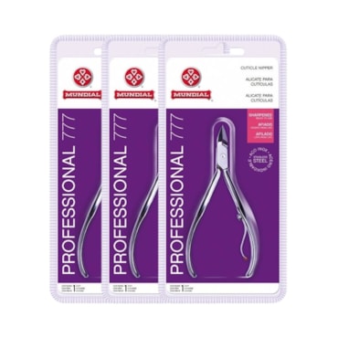 Kit Alicate de Cutícula Mundial Profissional Inox 777 – 3 Unidades