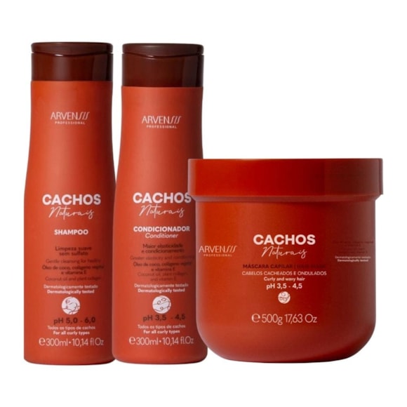 Kit Arvensis Cachos Shampoo+Condicionador+Máscara