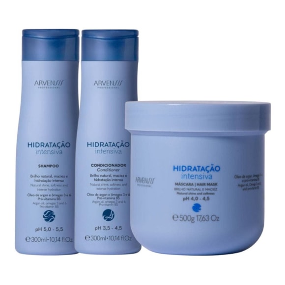 Kit Arvensis Hidratação Shampoo+Condicionador+Máscara