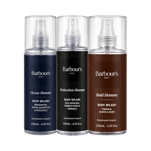 Kit Body Splash Barbours Masculino – 3 Unidades de 200ml