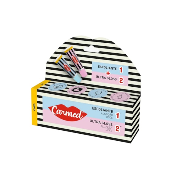 Kit Carmed SOS Labios 1 Esfoliante  1 Ultra Gloss Algodão Doce 10g