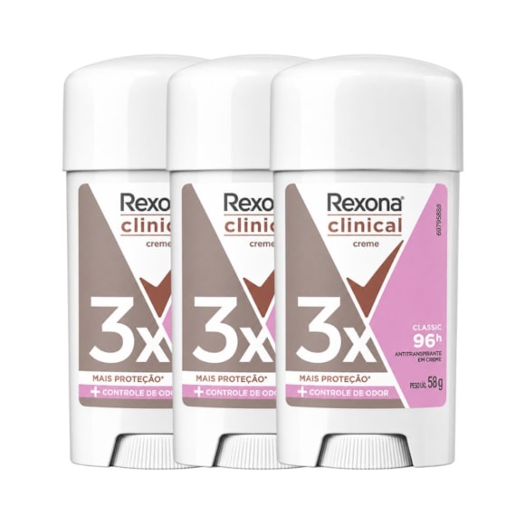 Kit Desodorante Creme Rexona Clinical Classic – 3 Unidades