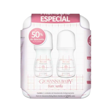 Kit Desodorante Roll-On Giovanna Baby Blanc Vanilla com 2 Unidades 50ml