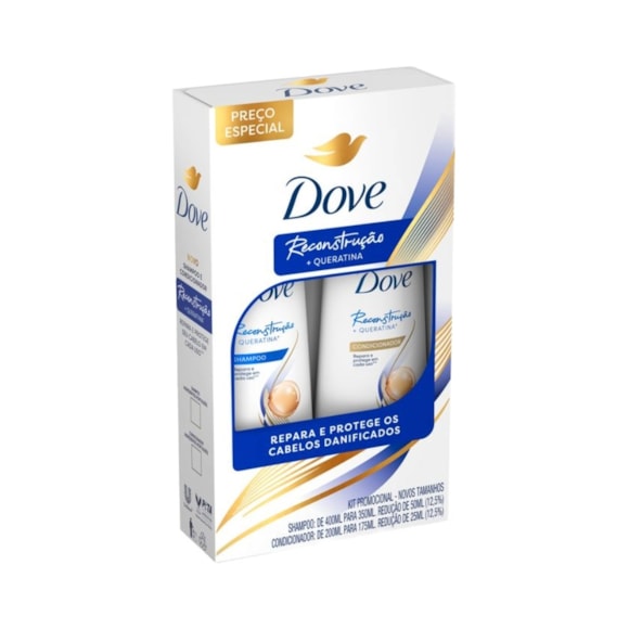Kit Dove Reconstrução + Queratina Shampoo 350ml e Condicionador 175ml
