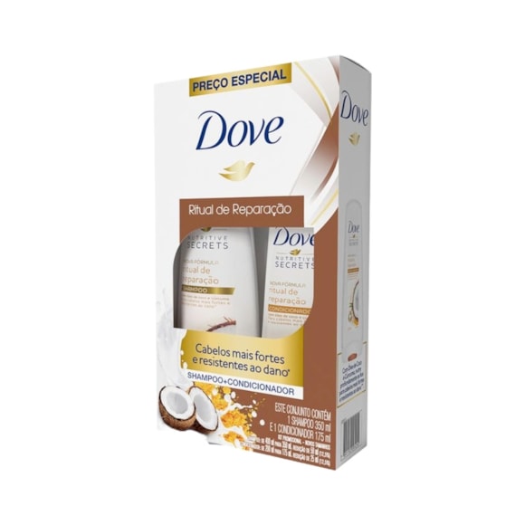 Kit Dove Shampoo 350ml + Condicionador 175ml Ritual Reparação