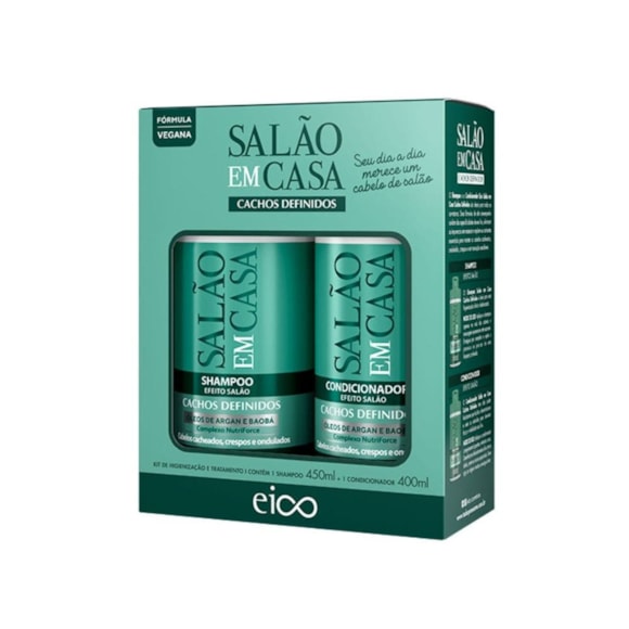 Kit Eico Salão Em Casa Cachos Definidos Shampoo 450ml + Condicionador 400ml