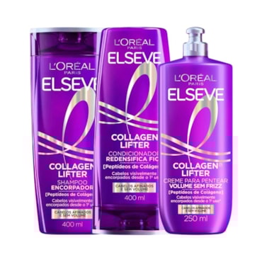 Kit Elseve Collagen Lifter Shampoo + Condicionador + Creme de Pentear