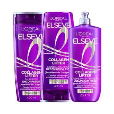Kit Elseve Collagen Lifter Shampoo + Condicionador + Creme de Pentear 400ml