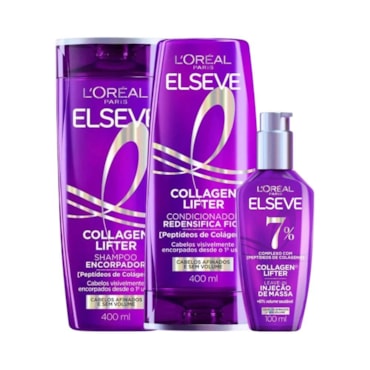 Kit Elseve Collagen Lifter Shampoo + Condicionador + Leave in