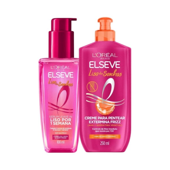 Kit Elseve Liso Dos Sonhos AHA Creme De Pentear + Sérum