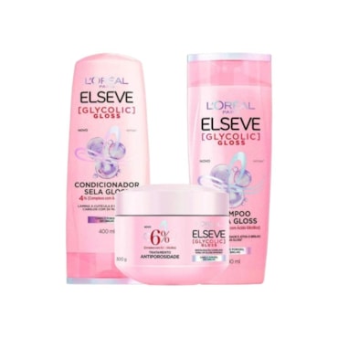 Kit Elseve Loral Paris Glycolic Versão 400ml (3 Produtos)