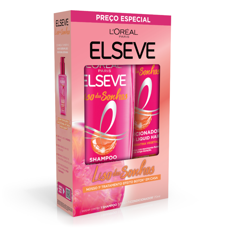 Kit Elseve Shampoo 375ml + Condicionador 170ml Liso dos Sonhos