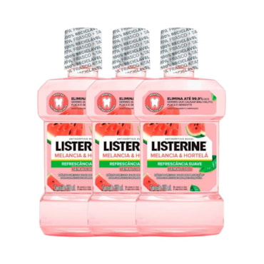 Kit Enxaguante Bucal Listerine Melancia E Hortelã 250ml 3 Unidades