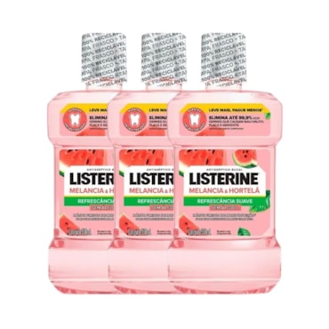 Kit Enxaguante Bucal Listerine Melancia E Hortelã 500ml 3 Unidades