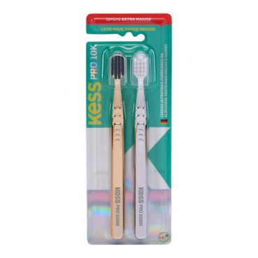 Kit Escova Dental Kess Pro 10k Metalica Extra Macias C/2