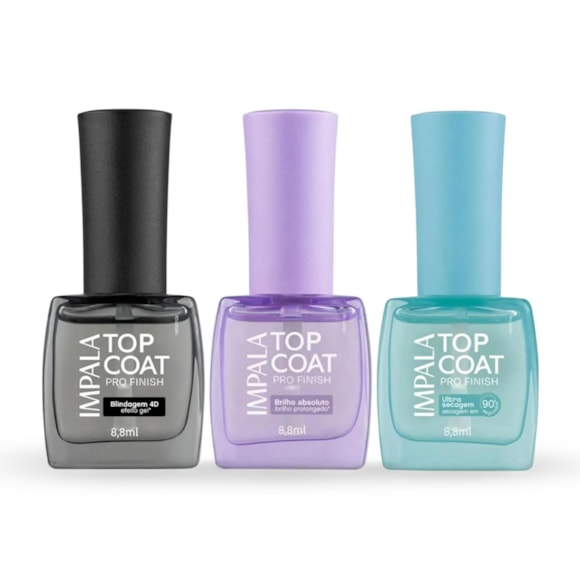 Kit Esmalte Impala Top Coat Finalização Perfeita