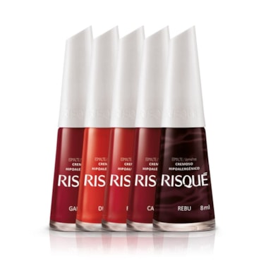 Kit Esmaltes Risqué Vermelhos (5 Unidades)