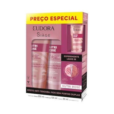 Kit Eudora Siàge Nutri Rosé – Shampoo 250ml + Condicionador 125ml + Leave-In 30ml