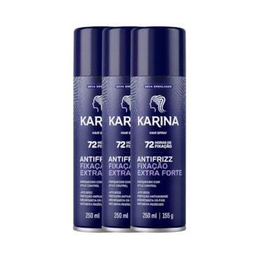Kit Hair Spray Karina Fix Extra Forte 250ml – 3 Unidades
