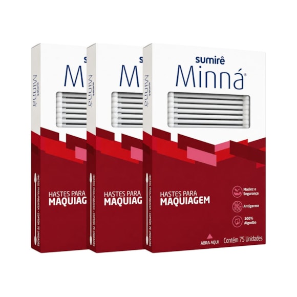 Kit Hastes Flexíveis Minná Maquiagem 3 Unidades
