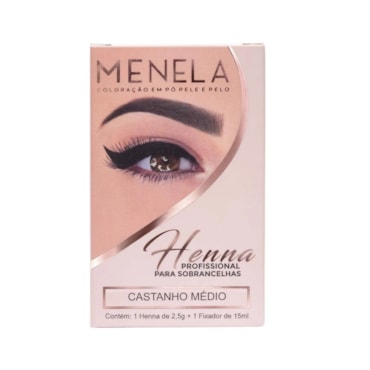 Kit Henna Sobrancelha Menela Castanho Médio 2,5g 