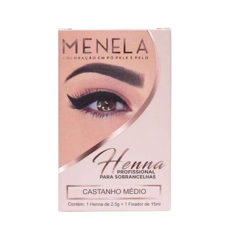 Kit Henna Sobrancelha Menela Castanho Médio 2,5g