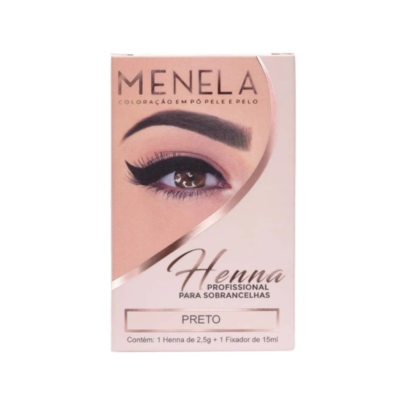 Kit Henna Sobrancelha Menela Preto 2,5g