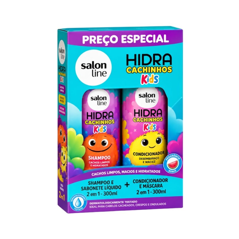 Kit Hidra Salon Line Kids Cachinhos (SH+CD) 300ml