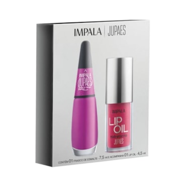 Kit Impala Ju Paes Cartas Na Manga Esmalte + Lip Oil Rosa Translucido