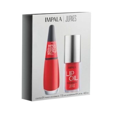 Kit Impala Ju Paes Virando O Jogo Aposta Alta Esmalte + Lip Oil Vermelho Translucido