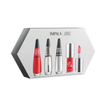 Kit Impala Ju Paes Virando O Jogo Esmalte Aposta Alta + Sérum + Verniz + Lip Oil Vermelho