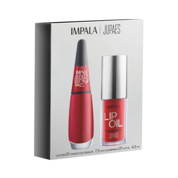 Kit Impala Ju Paes Virando O Jogo Xeque Mate Esmalte + Lip Oil Vermelho Intenso