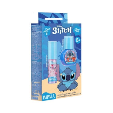 Kit Infantil Impala Stitch Esmalte + Brilho Labial